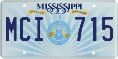 MS license plate MCI715