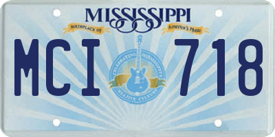 MS license plate MCI718