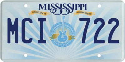 MS license plate MCI722