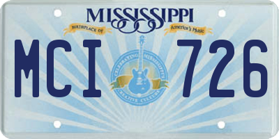 MS license plate MCI726