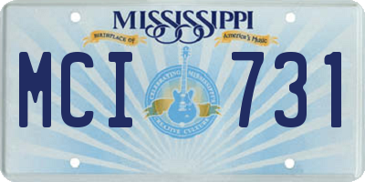 MS license plate MCI731