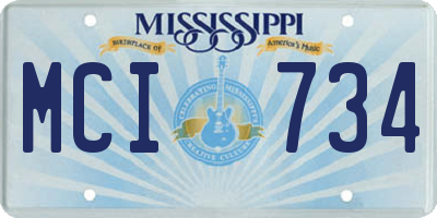 MS license plate MCI734
