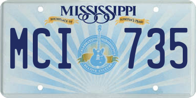 MS license plate MCI735