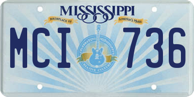 MS license plate MCI736