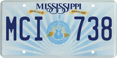 MS license plate MCI738