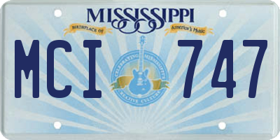 MS license plate MCI747