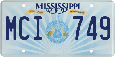 MS license plate MCI749