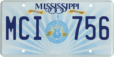 MS license plate MCI756