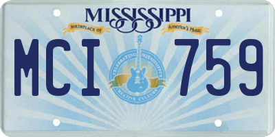 MS license plate MCI759