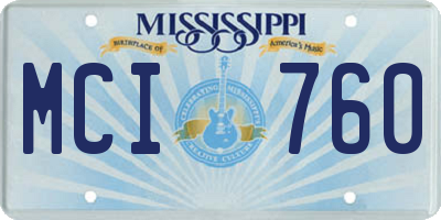 MS license plate MCI760