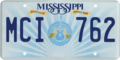 MS license plate MCI762