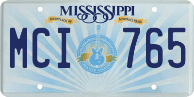 MS license plate MCI765