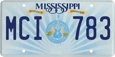 MS license plate MCI783