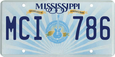 MS license plate MCI786