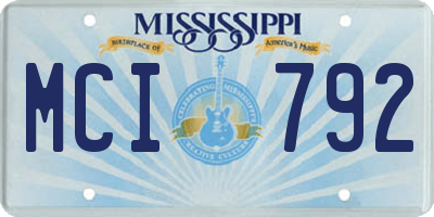 MS license plate MCI792
