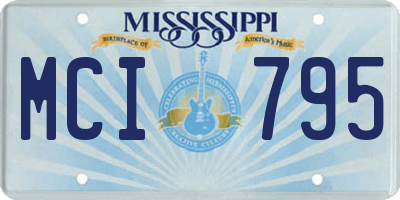 MS license plate MCI795