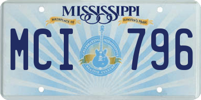 MS license plate MCI796