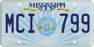 MS license plate MCI799