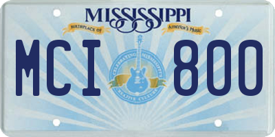 MS license plate MCI800