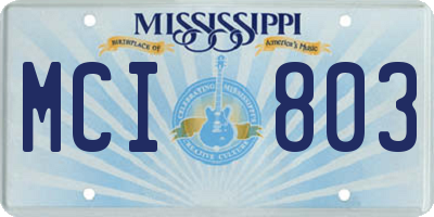 MS license plate MCI803