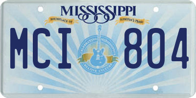 MS license plate MCI804