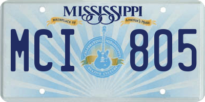 MS license plate MCI805