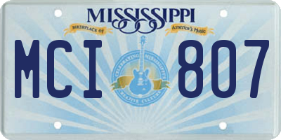 MS license plate MCI807