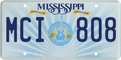 MS license plate MCI808