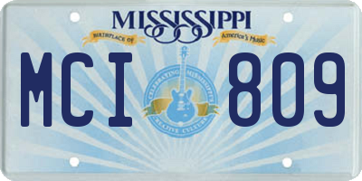 MS license plate MCI809