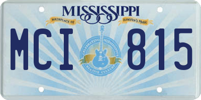 MS license plate MCI815