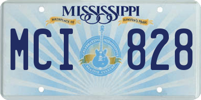 MS license plate MCI828
