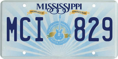 MS license plate MCI829