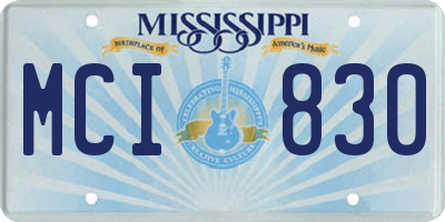 MS license plate MCI830