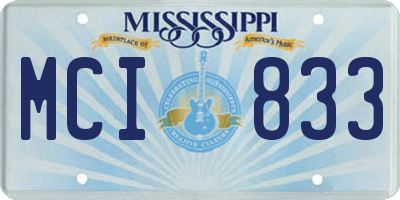 MS license plate MCI833