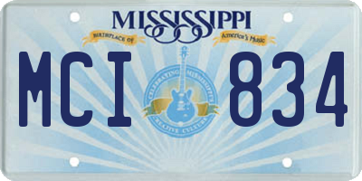 MS license plate MCI834