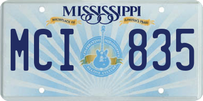 MS license plate MCI835