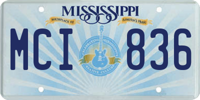 MS license plate MCI836