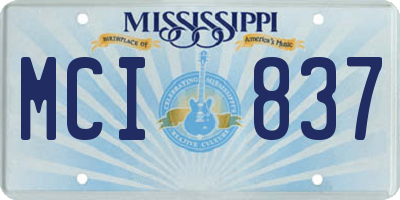 MS license plate MCI837