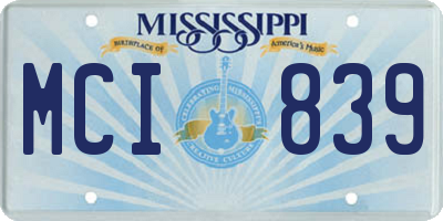 MS license plate MCI839