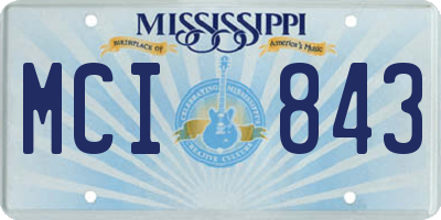 MS license plate MCI843