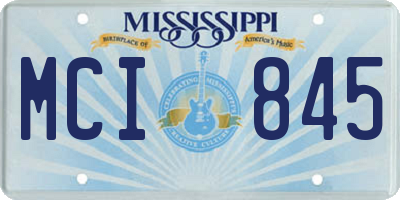 MS license plate MCI845