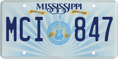 MS license plate MCI847