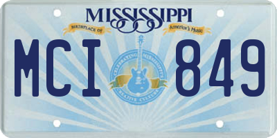 MS license plate MCI849