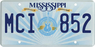MS license plate MCI852