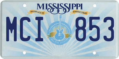 MS license plate MCI853