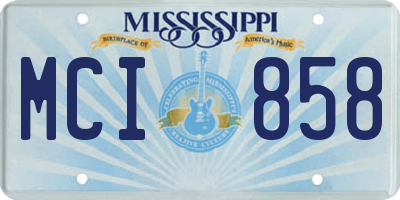 MS license plate MCI858
