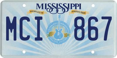 MS license plate MCI867