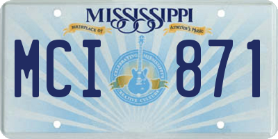 MS license plate MCI871
