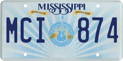 MS license plate MCI874