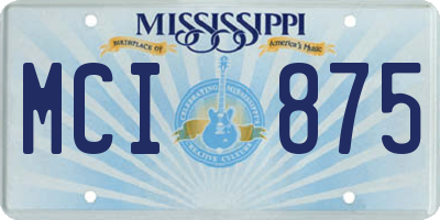 MS license plate MCI875
